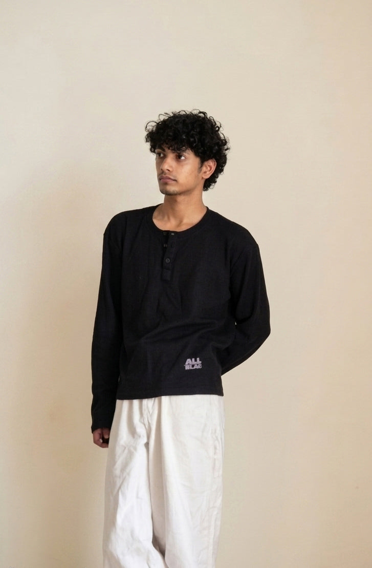 Henley Neck Waffel Knit Tee