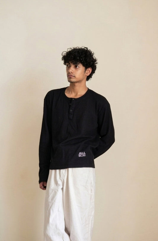 Henley Neck Waffel Knit Tee