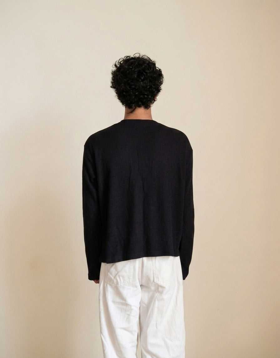 Henley Neck Waffel Knit Tee