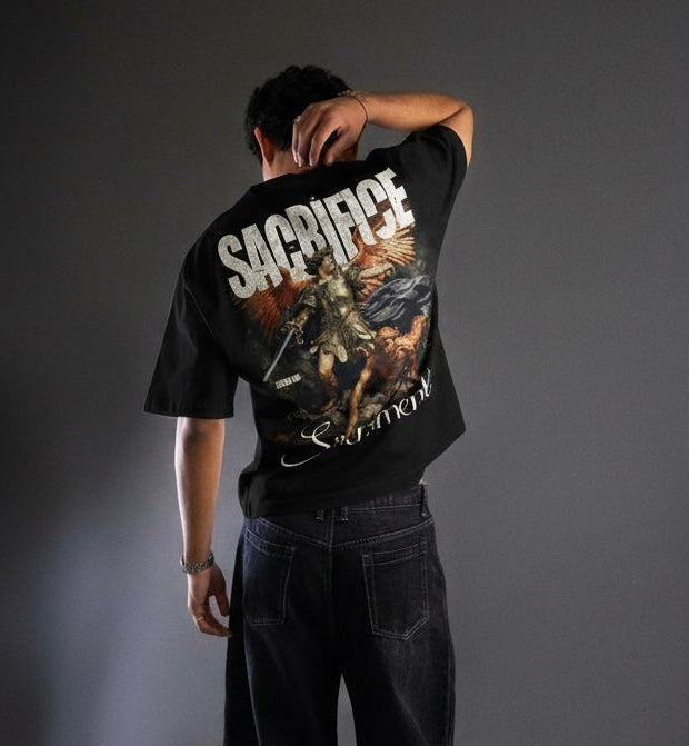 Sacrifice – Oversized Graphic T-Shirt | All Blac